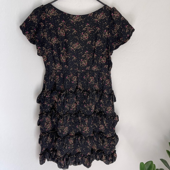 JUICY COUTURE Floral 100% Silk Tiered Ruffle Mini Skater Dress Size 2 - Picture 8 of 9